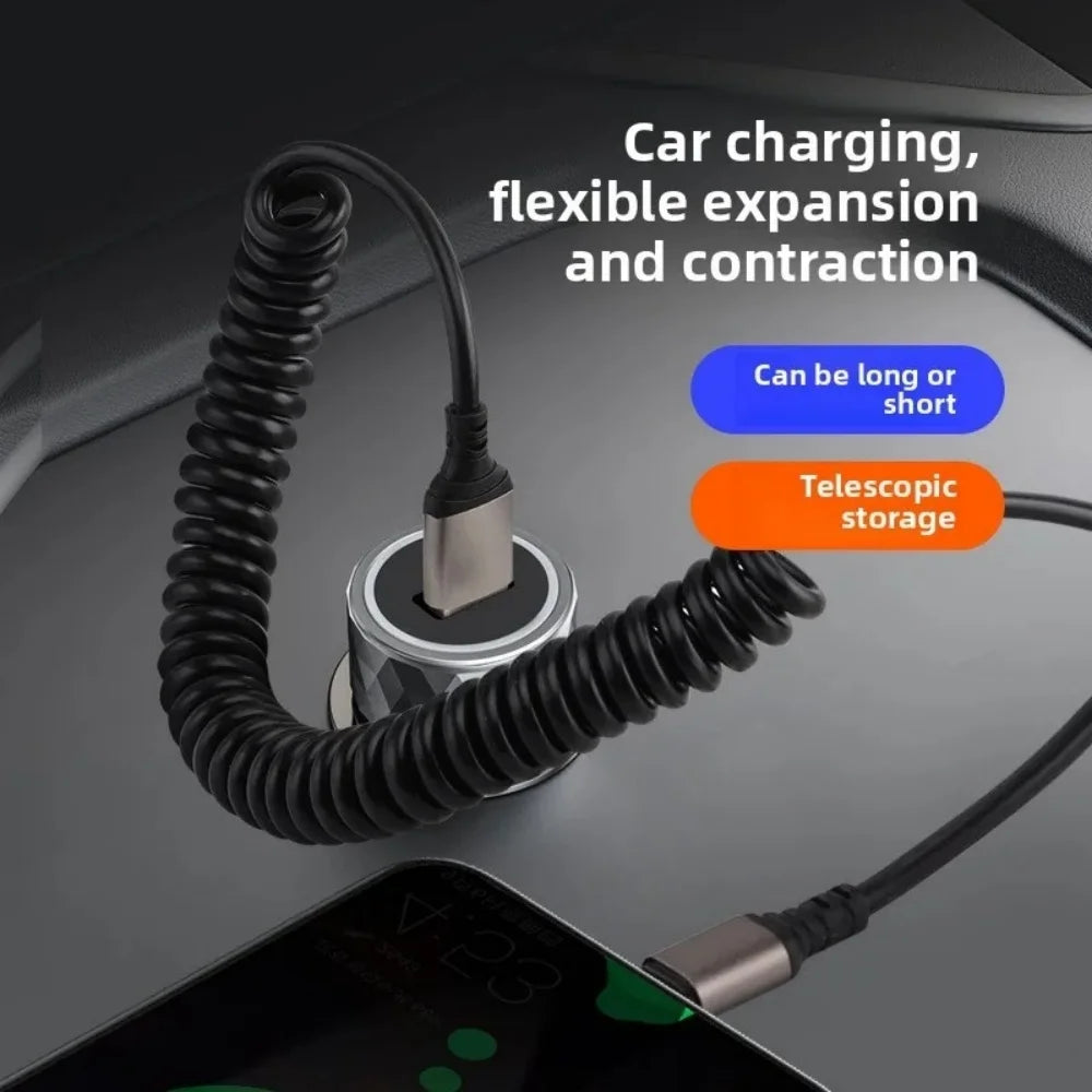 1M Coiled Spring USB-C to USB-C Cable | 6A Fast Charging USB-C Charging Cable QXL