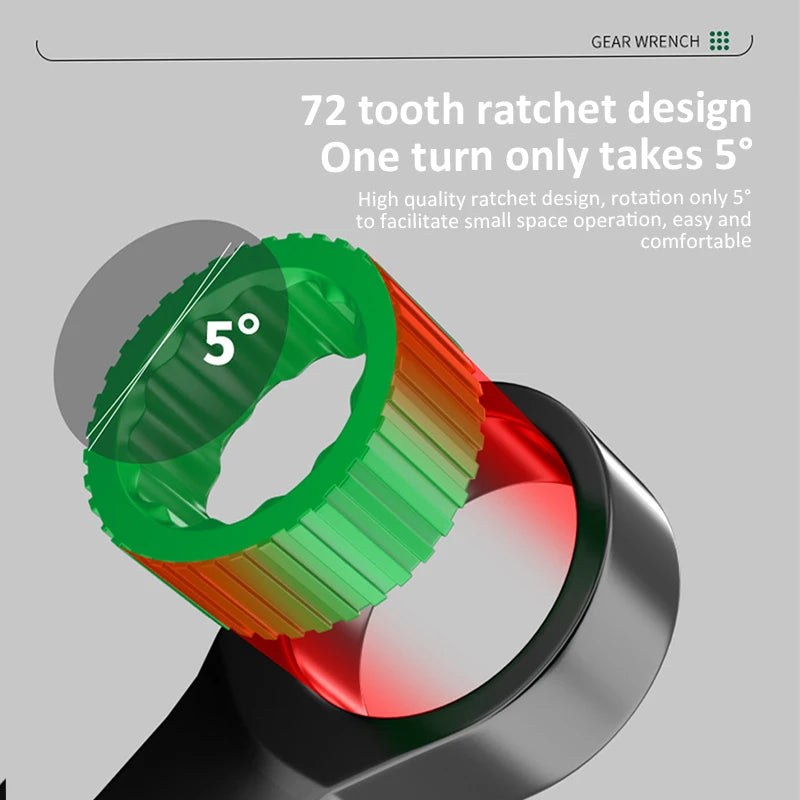 72-Tooth Dual-End Ratchet Combination Wrench | Cr-V Steel Ratchet Combination Wrench QXL