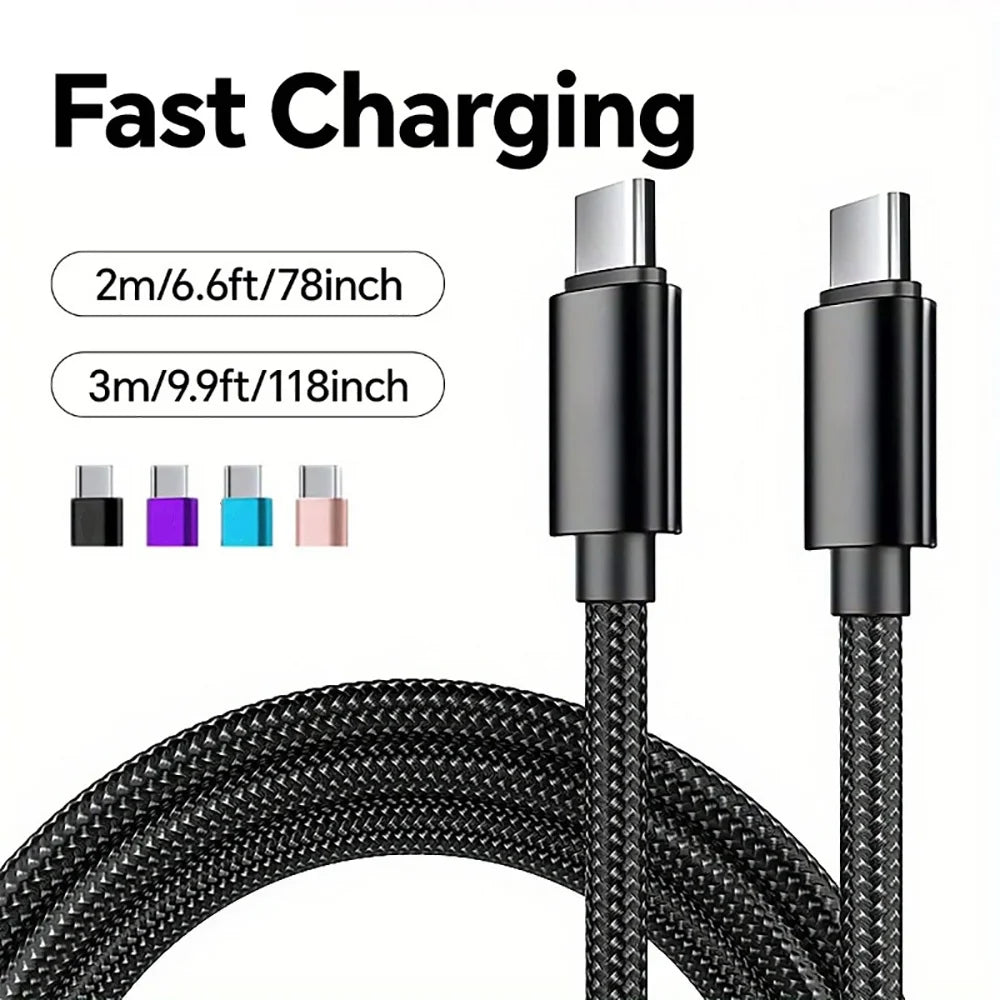 66W 5A USB-C to USB-C Fast Charging Cable | Nylon Braided USB-C Charging Cable QXL