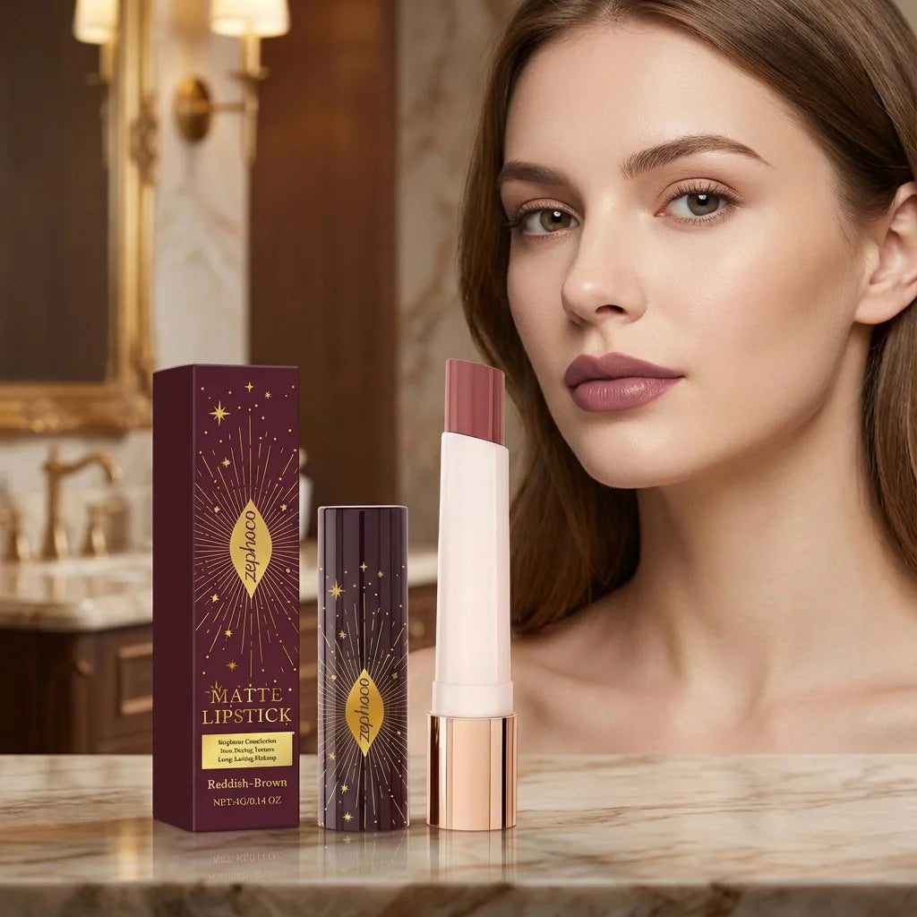 Matte Brown Lip Gloss – Long-Lasting Moisturizing Lip Color Matte Lip Gloss QXL