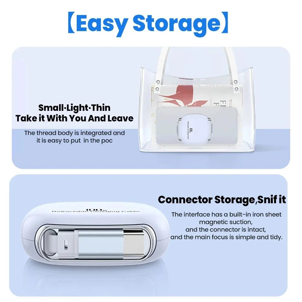 100W USB-C Retractable Fast Charging Cable 1M | iPhone & Samsung USB-C Charging Cable QXL