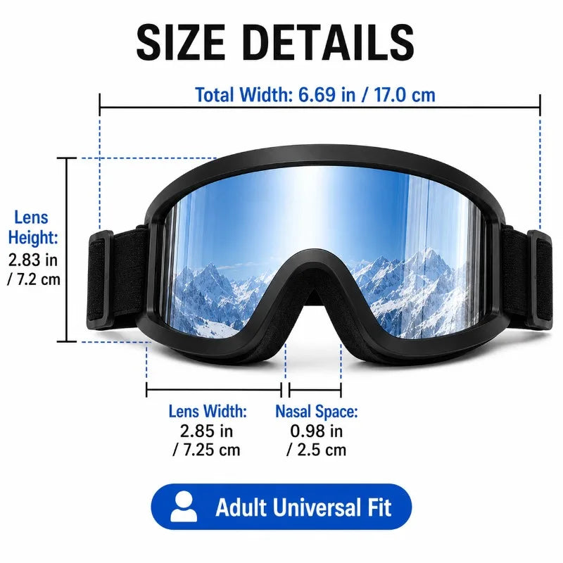 Adult Ski Goggles HD PC Lens – Windproof Snowboard & Riding Ski Goggles QXL