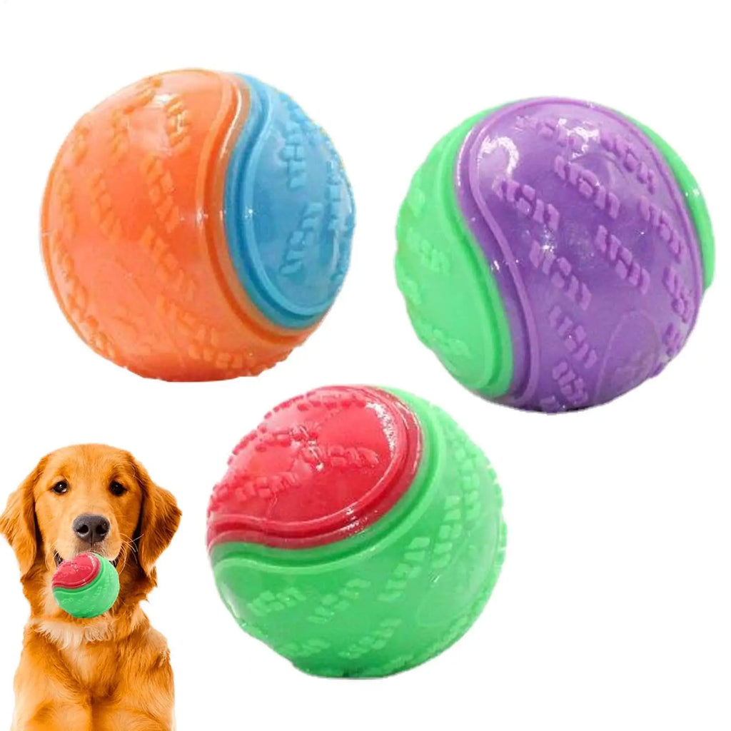 3-Pack Squeaky Dog Chew Balls | Teeth Cleaning Interactive Toy Dog Chew Toy QXL