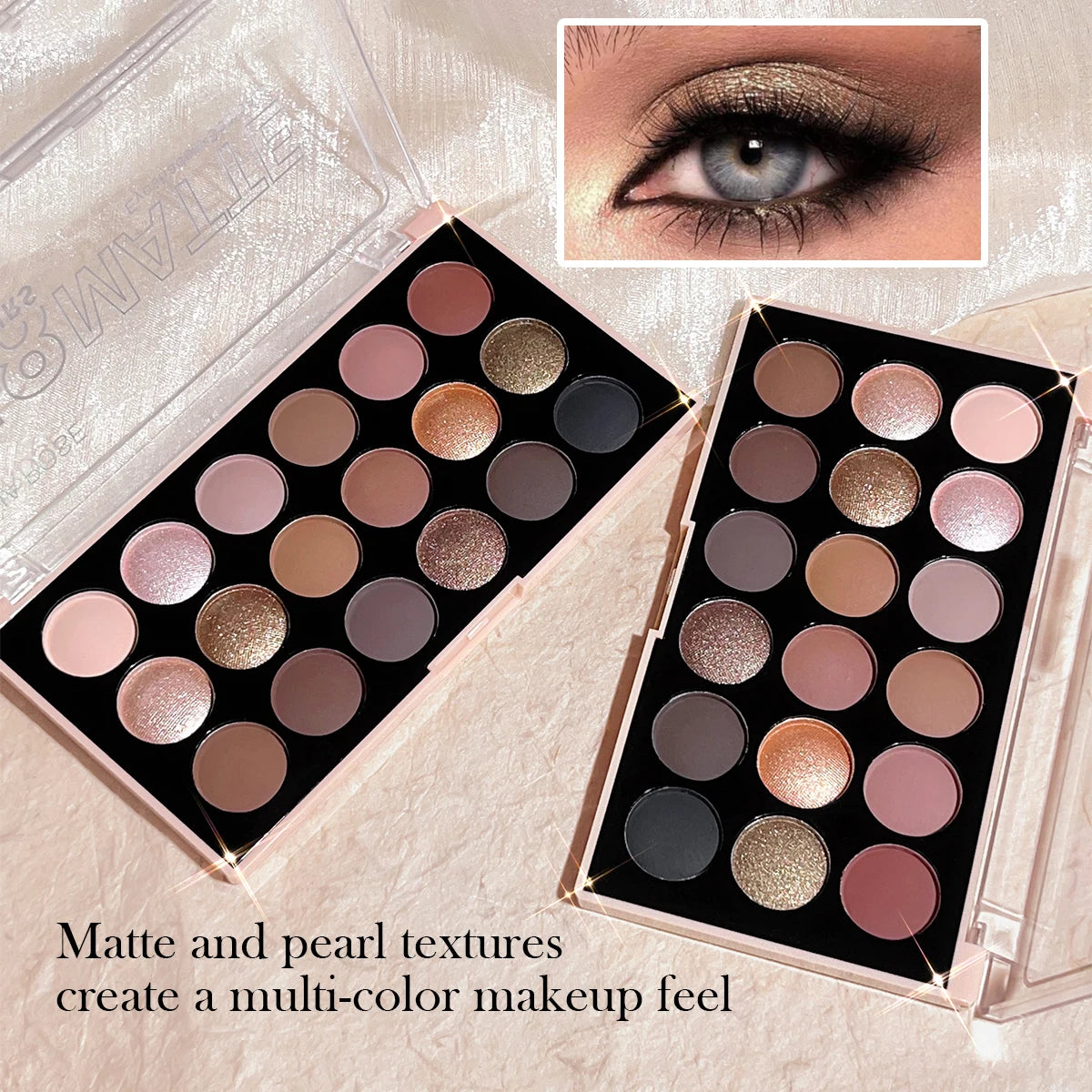 18-Color Eyeshadow Palette | Matte, Shimmer & Glitter Eyeshadow Palette QXL