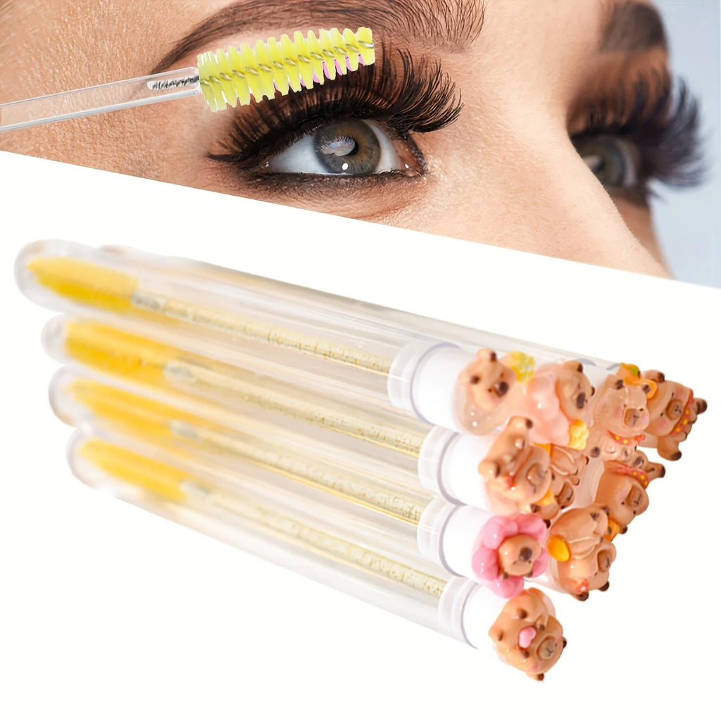 Capybara Eyelash Extension Brushes | Oval Nylon Reusable Set Lash Extension Brushes QXL