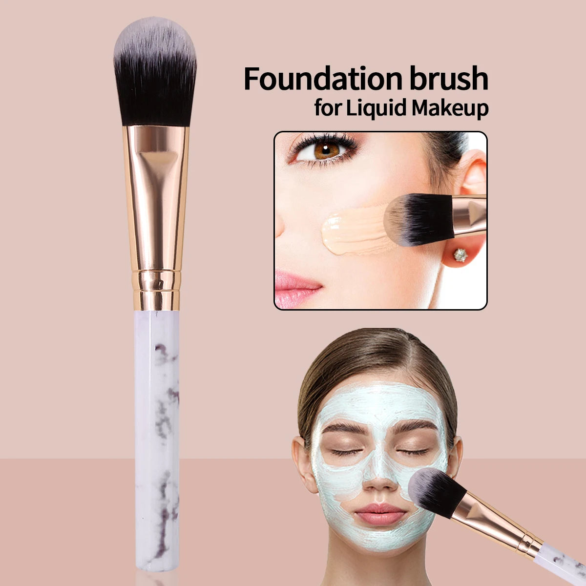 KOSSHOW Marble Foundation & Face Mask Brush – Dual Use Foundation Makeup Brush QXL