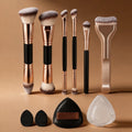 LUXEBLEND 9-Piece Makeup Brush Set – 6 Brushes & 3 Puffs Makeup Brush Set QXL Golden