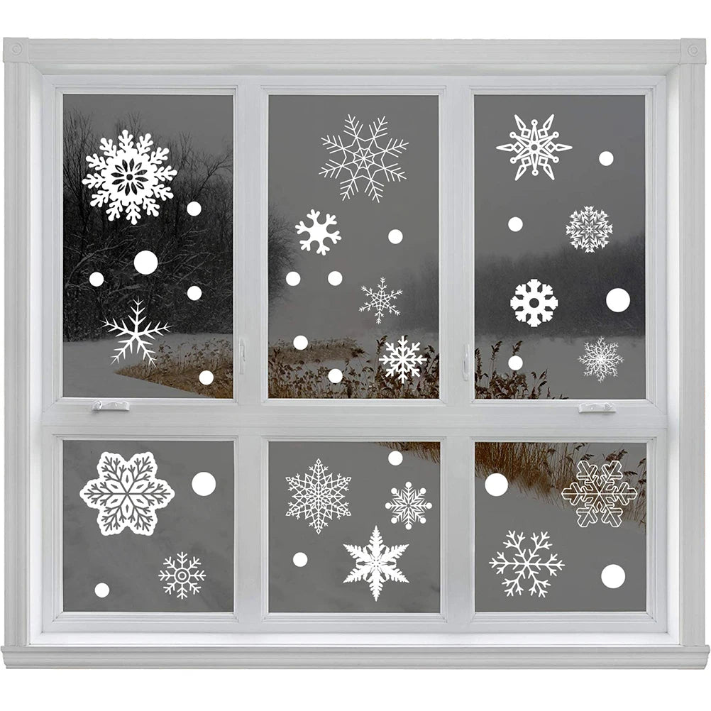 37-Pc Christmas Glitter Snowflake Window Clings & Static Decals Window Cling Decals QXL