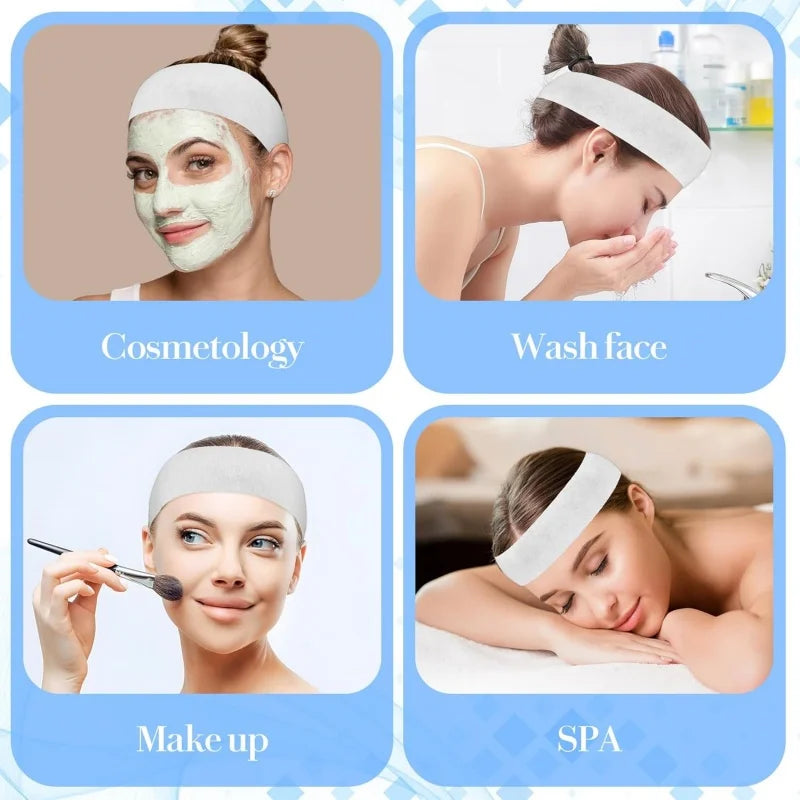 Disposable Spa Facial Headbands Non-Woven Headwraps 30–100 Pack Disposable Spa Headbands QXL