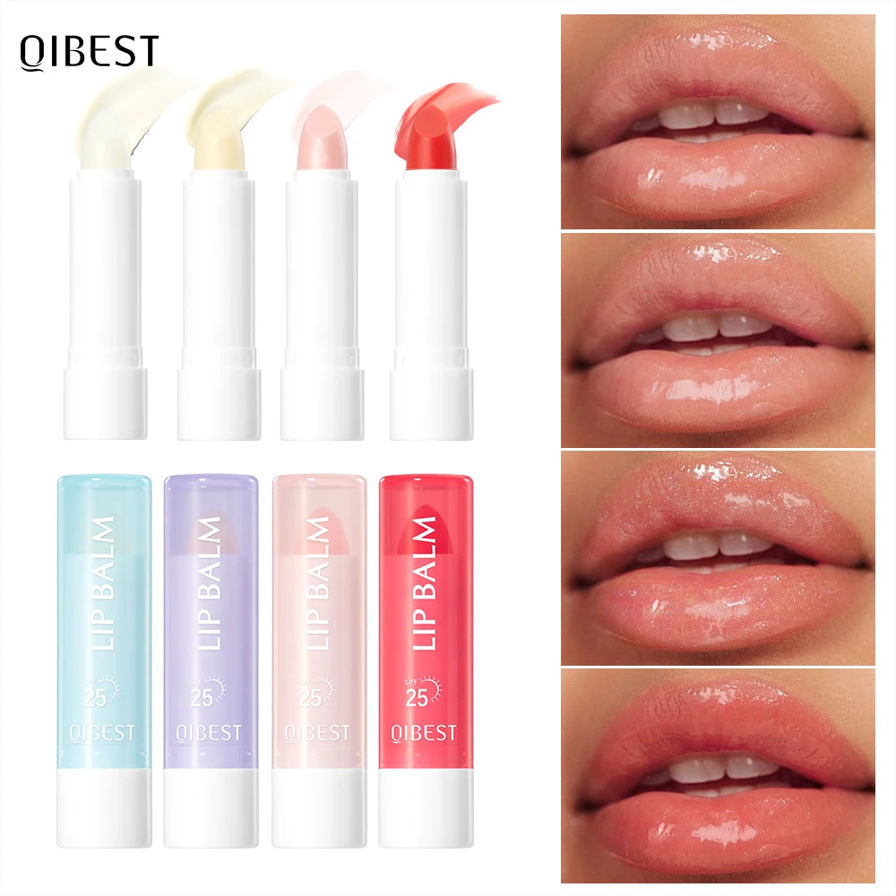 QIBEST 4-Color Moisturizing Lip Balm Kit | Nourishing Lip Stain Tinted Lip Balm Set QXL