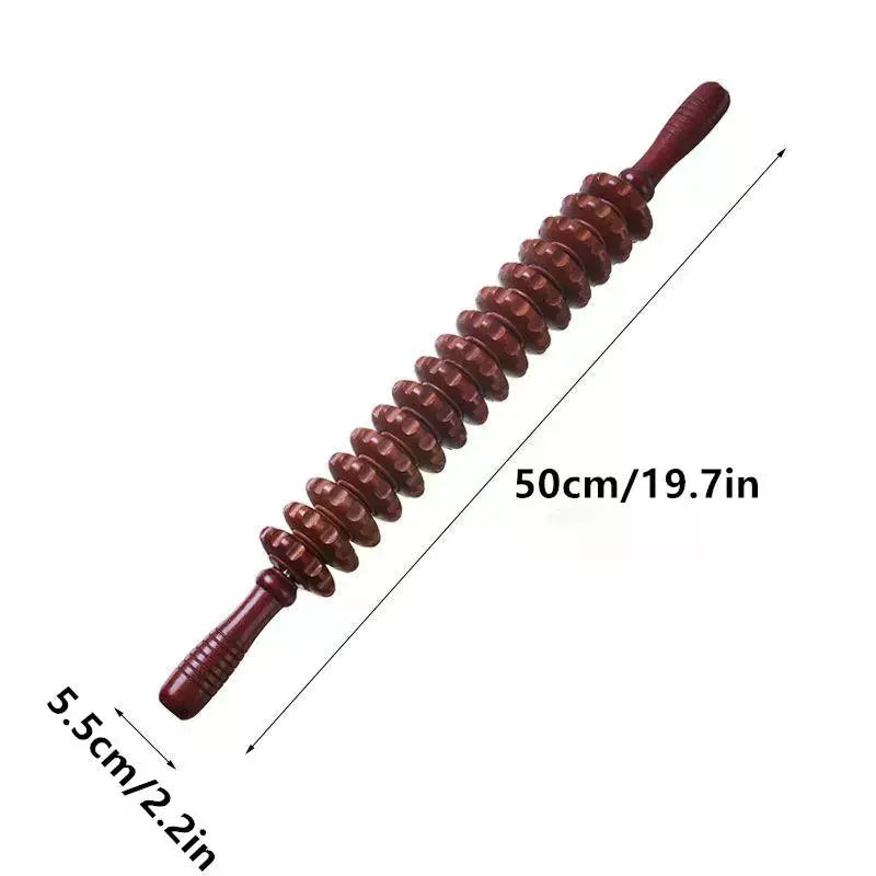 16-Roller Wooden Fascia Massage Roller | Back, Legs & Arms Body Massage Roller QXL