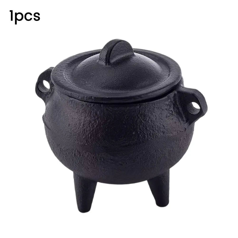 Cast Iron Cauldron Incense Burner with Lid | Gothic Decor Incense Burner QXL Black