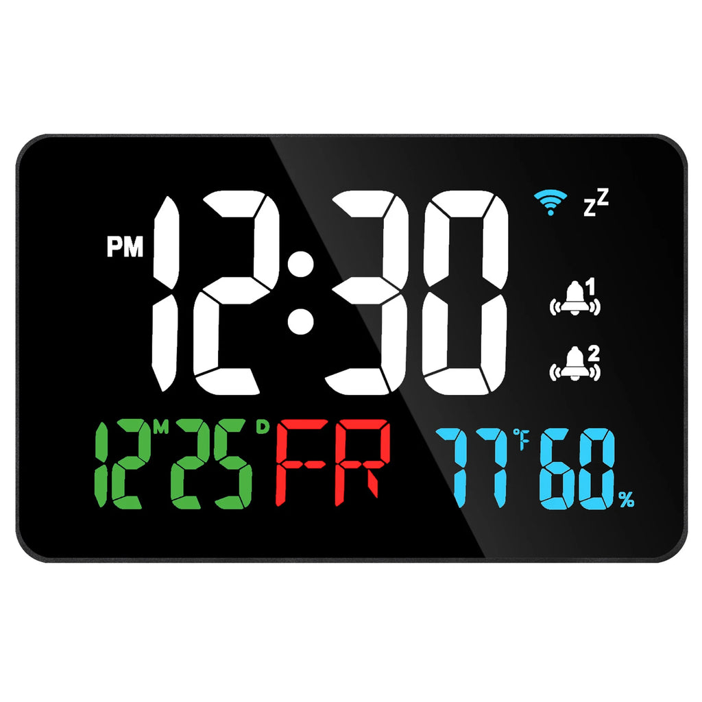 Smart WiFi LED Alarm Clock | Temp, Humidity & 4 Brightness Levels Smart LED Alarm Clock QXL