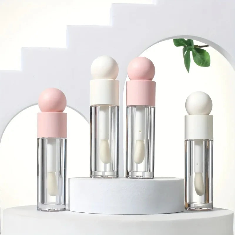 5ml Empty Lip Gloss Tubes | Large Brush Head, Matte Pink & Clear Lip Gloss Packaging QXL