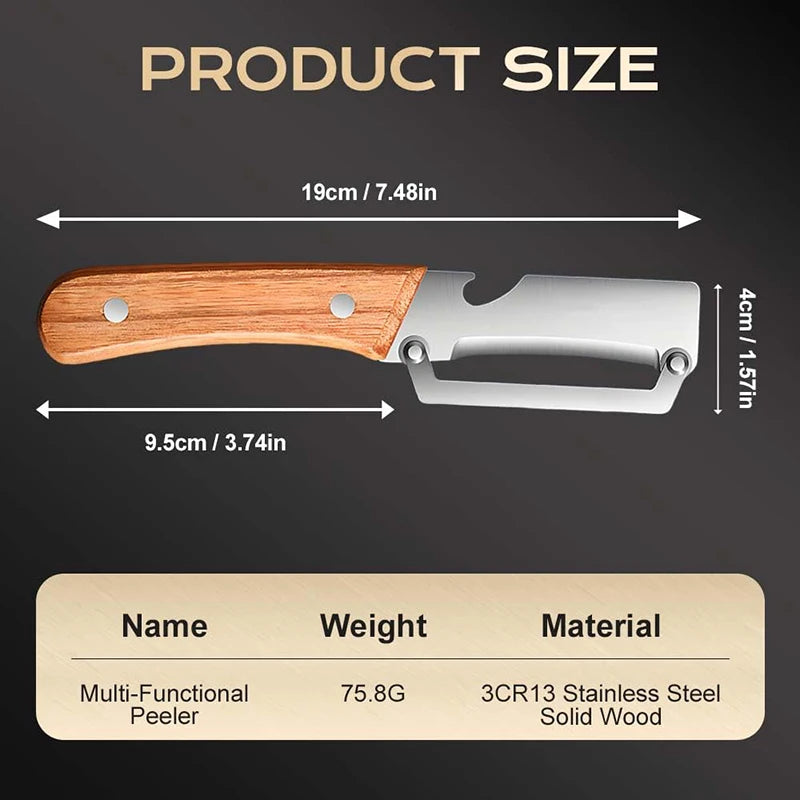 Wooden Ergonomic Vegetable Peeler & Julienne Cutter | 2-in-1 Vegetable Peeler QXL