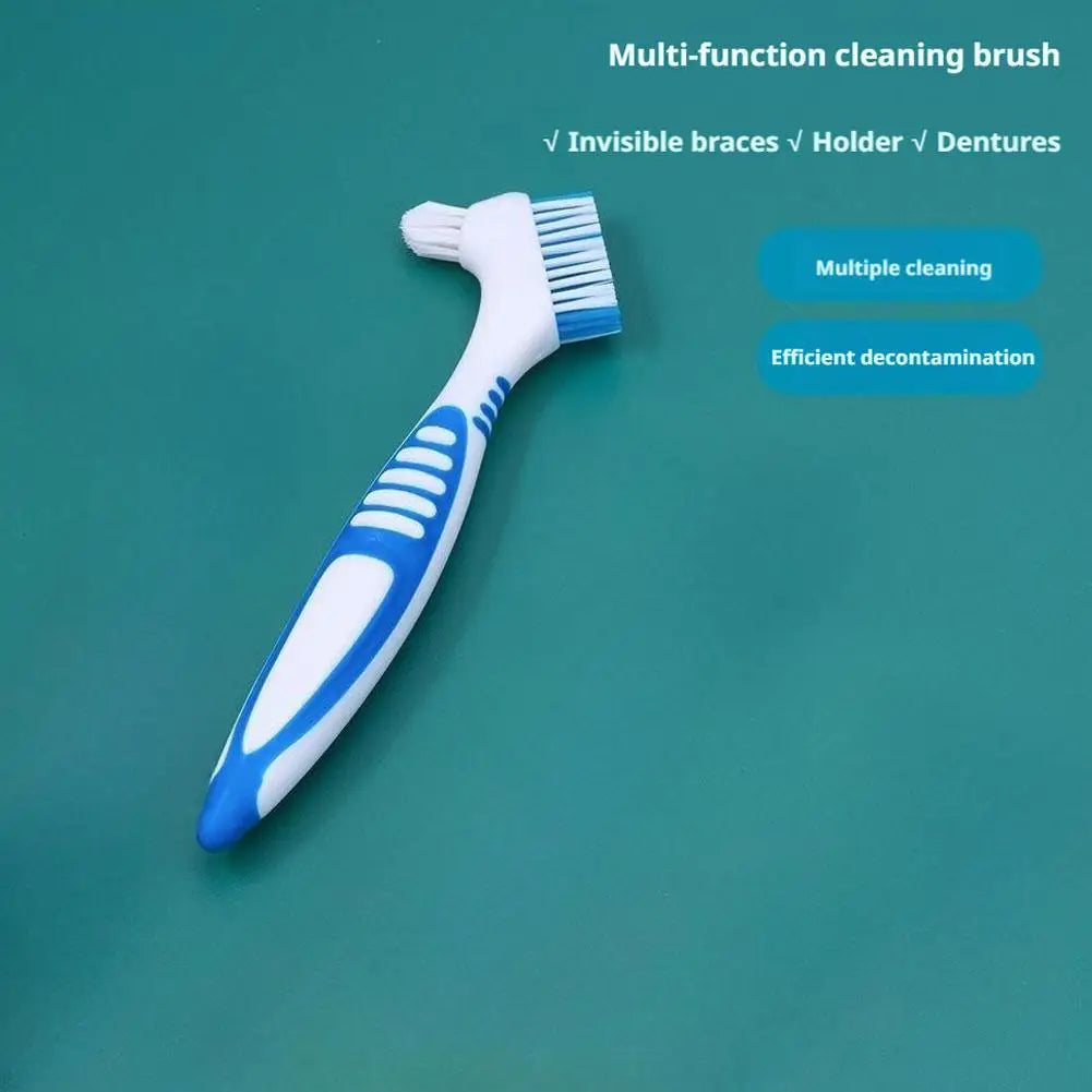 Dual-Head Denture Toothbrush | Cleans False Teeth & Braces Denture Toothbrush QXL