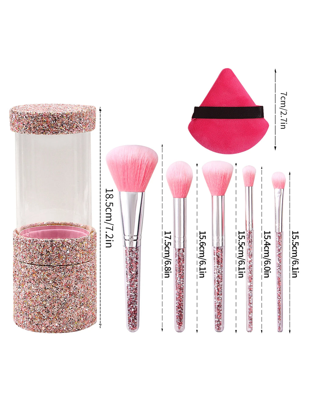 8-Piece Diamond Handle Makeup Brush Set with Puff & Storage Makeup Brush Set QXL