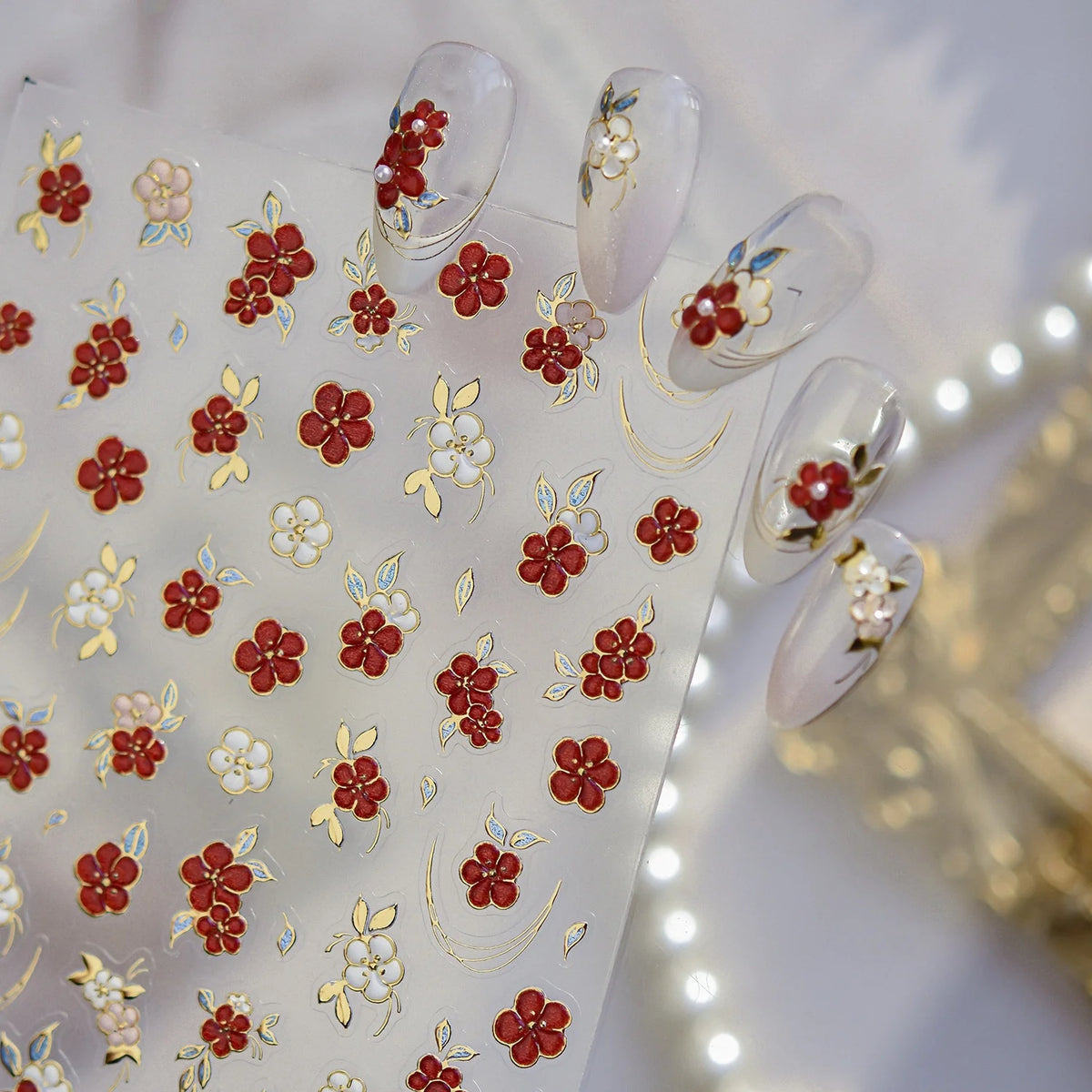 5D Chinese Style Nail Stickers – Plum Blossom Nail Decals Nail Art Stickers QXL