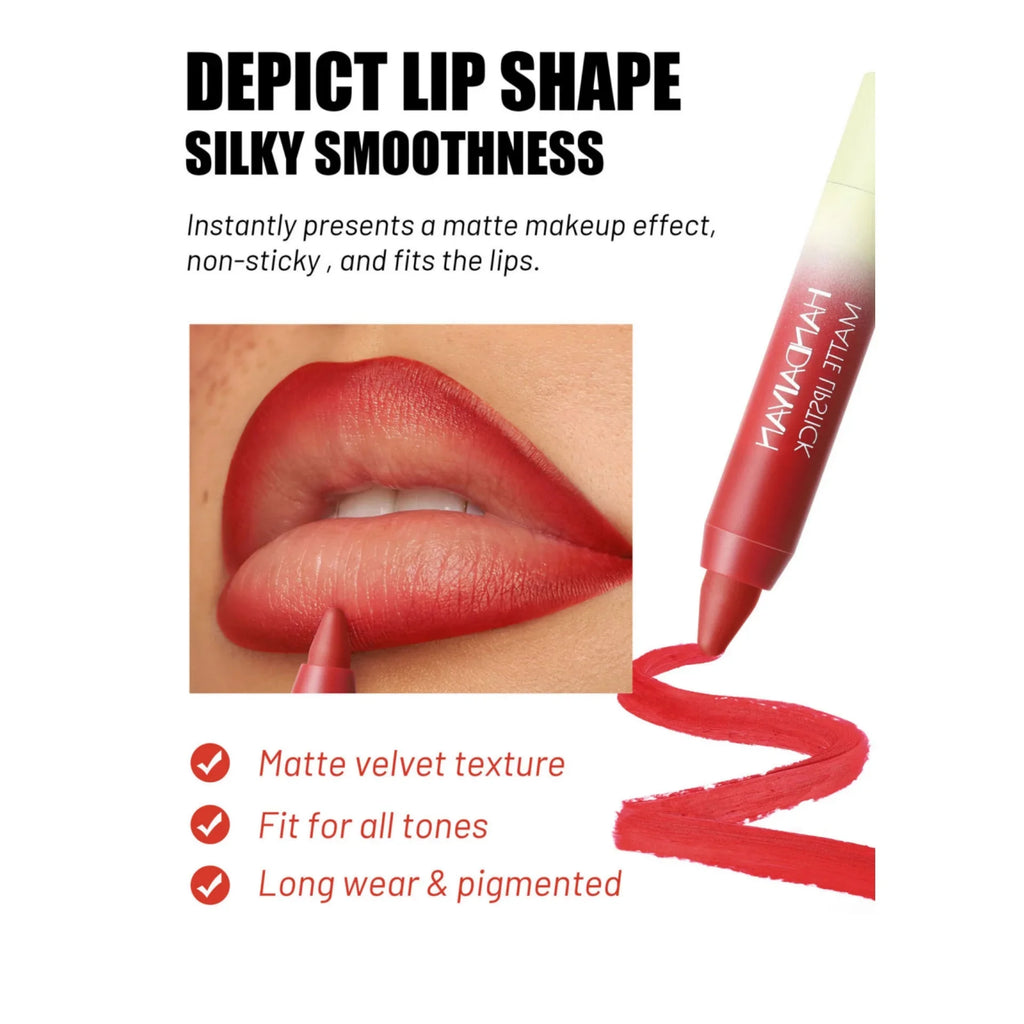 Handaiyan Matte Velvet Lip Crayon – 8 Colors Waterproof Liner Matte Lip Crayon QXL