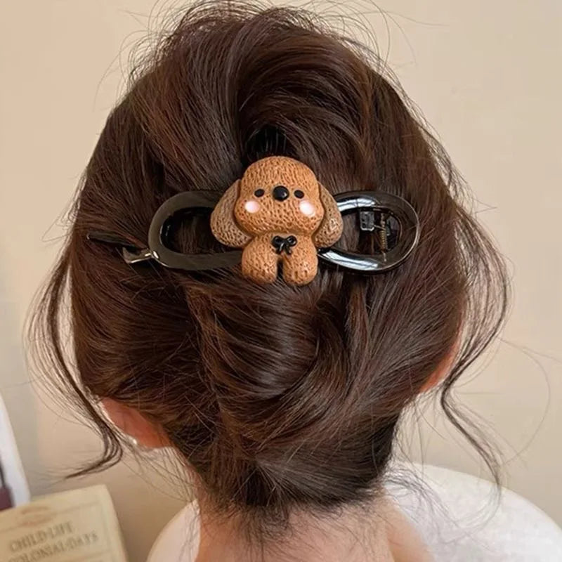 Cute Animal Dog Hair Claw Clip | Updo Twist Styling Hair Claw Clip QXL