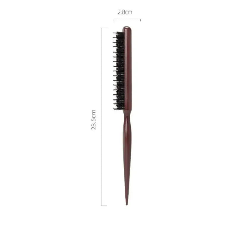3-Row Boar Bristle Teasing Comb | Wooden Handle, All Hair Boar Bristle Comb QXL
