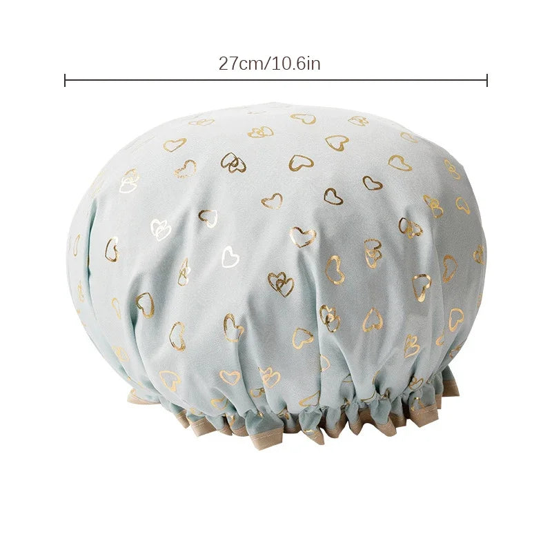 Double Layer Waterproof Shower Cap – PEVA & Polyester Shower Cap QXL