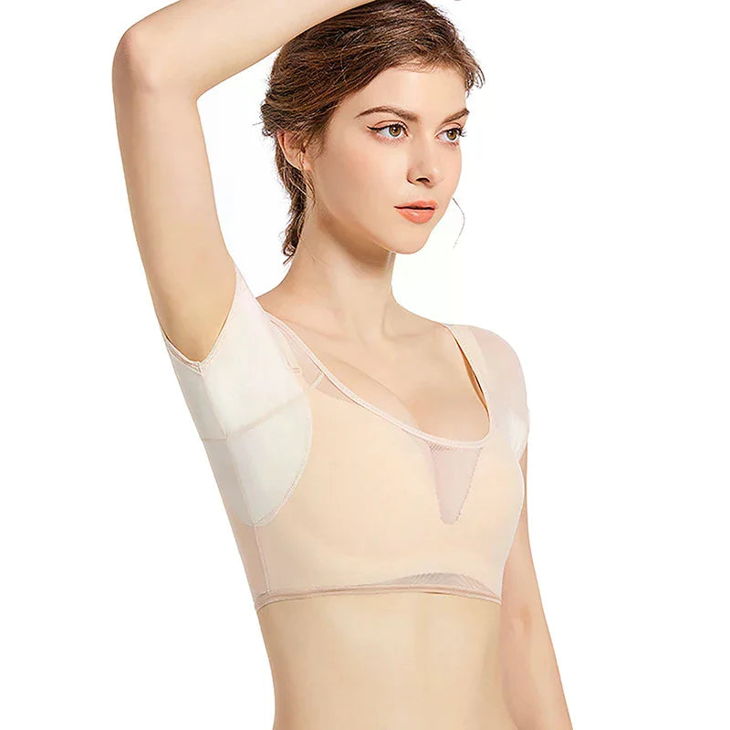 Reusable Underarm Sweat Pad Vest – Ultrathin Washable Underarm Sweat Vest QXL