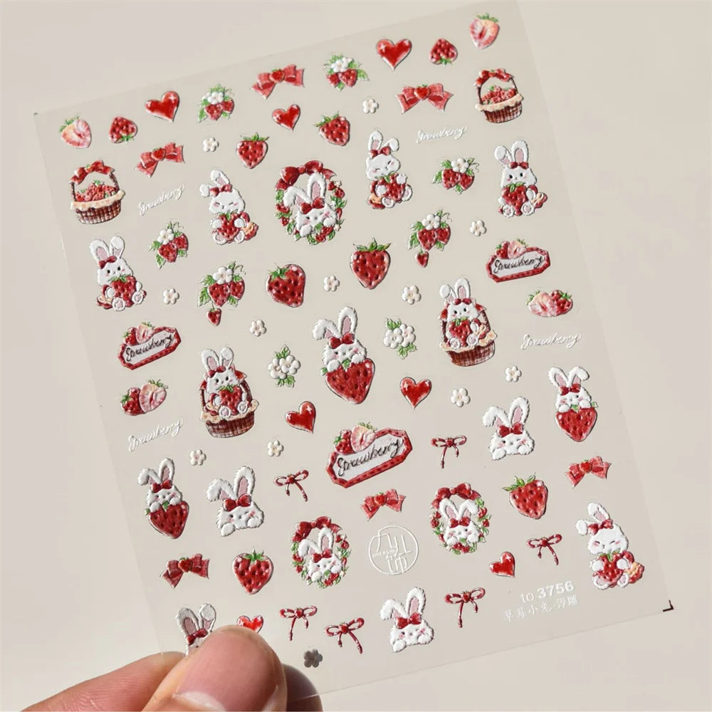 5D Kawaii Rabbit Nail Art Stickers | Gothic Japanese Decals Nail Art Stickers QXL 1pcs to3756