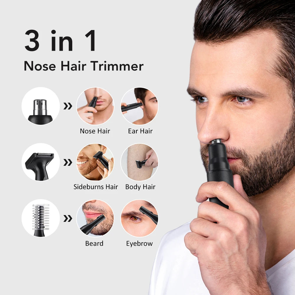 Electric Nose & Ear Hair Trimmer | 3-in-1 Rechargeable Nose & Ear Trimmer QXL