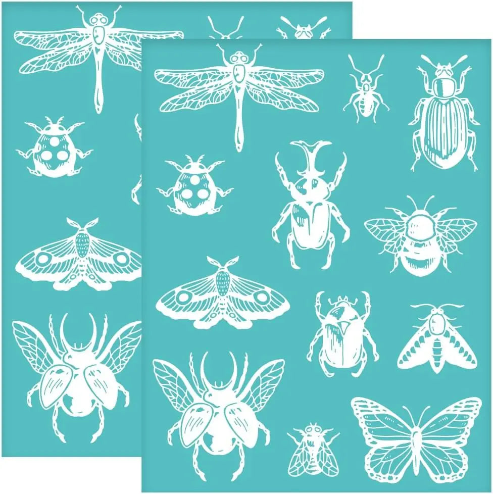 2-Pack Insect Silk Screen Stencils | Reusable 8.6x11" Craft Silk Screen Stencil QXL AECH04-14235