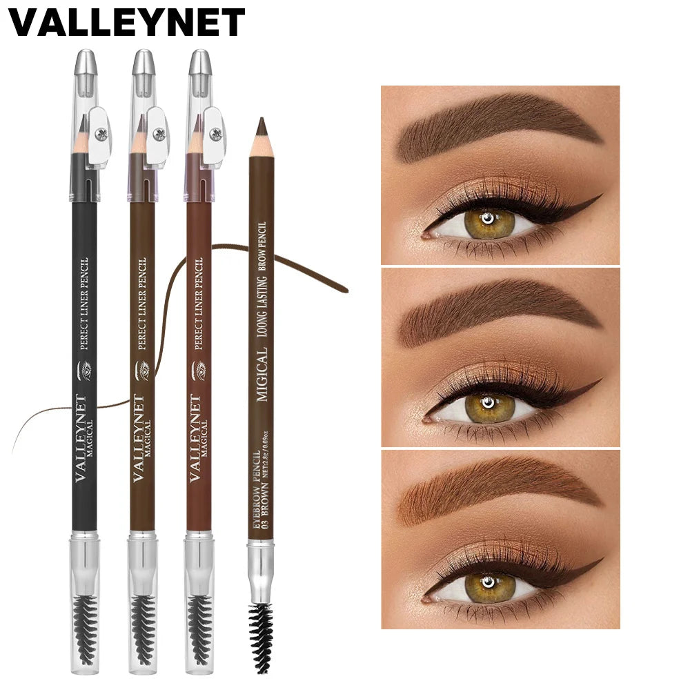 3-Color Waterproof Double-Ended Eyebrow Pencil + Built-In Brush Eyebrow Pencil QXL