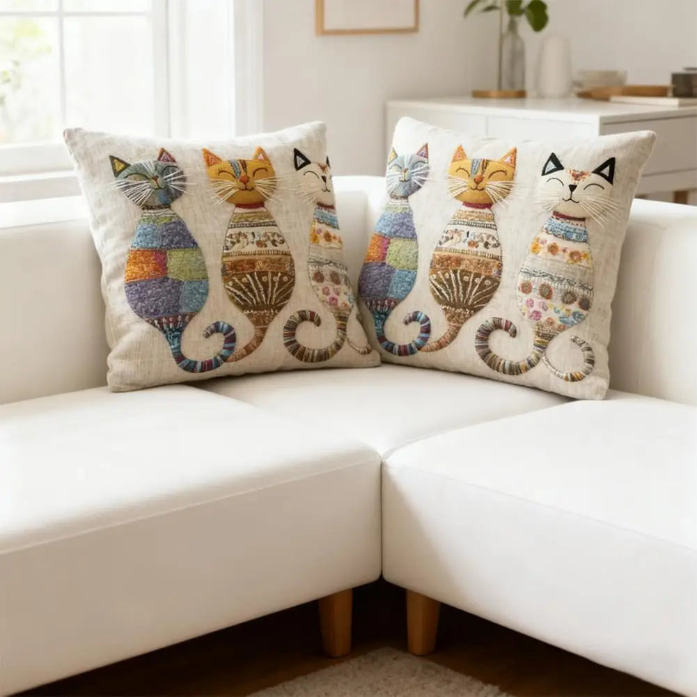 Cat-Themed Decorative Pillow Cover | Soft Plush 45x45cm Decorative Pillow Cover QXL