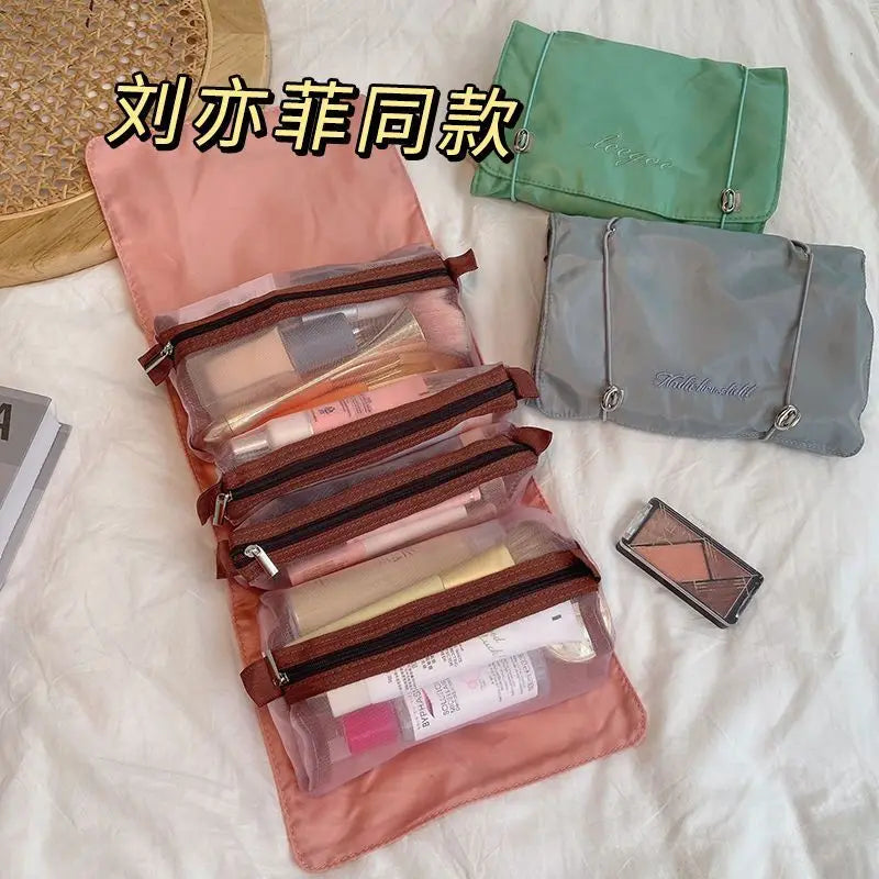 Large-Capacity Travel Makeup Bag with Pencil Storage Travel Makeup Bag QXL