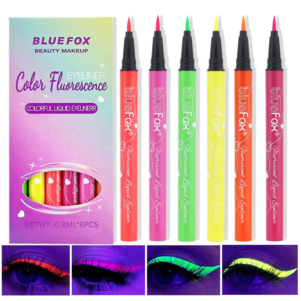 6-Piece UV Glow Neon Eyeliner & Face Body Paint Set Neon Eyeliner Set QXL 6 pcs