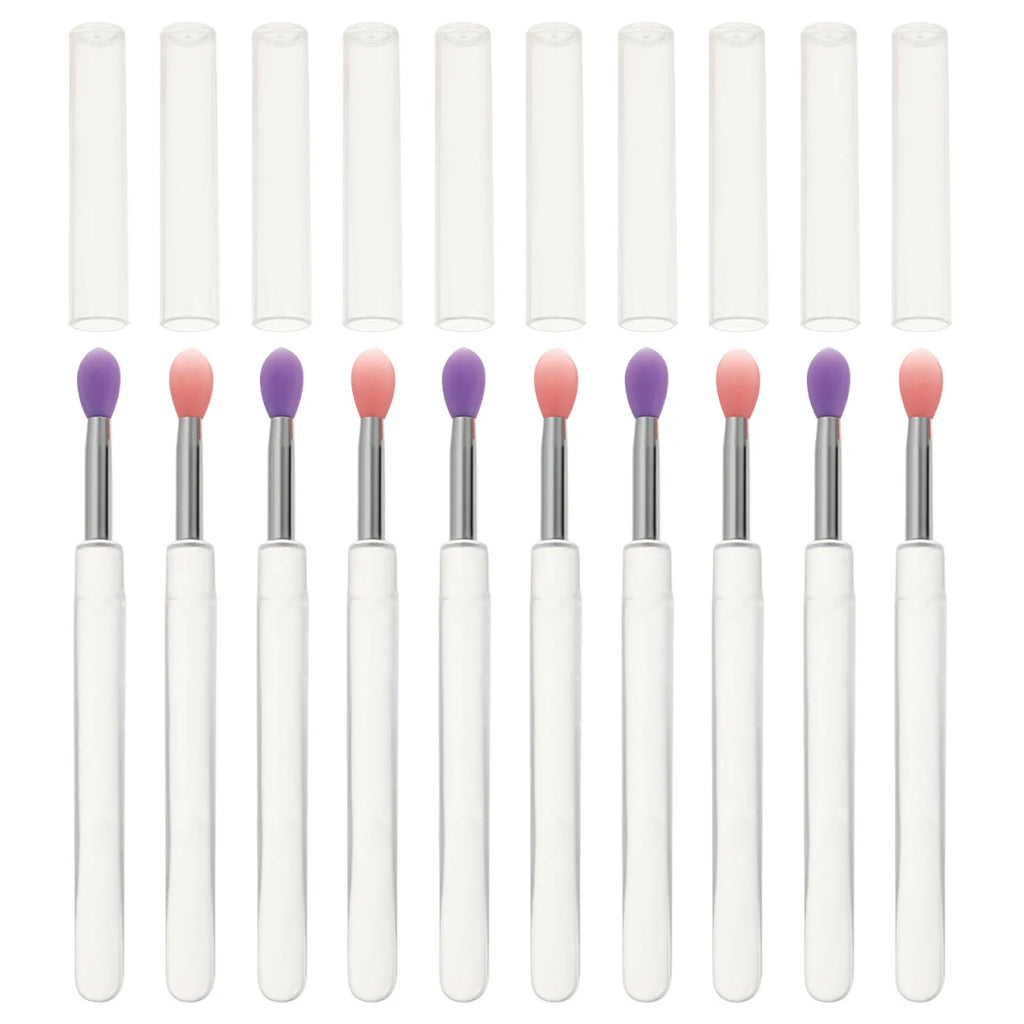10-Pack Silicone Lip Gloss Applicator Brushes with Caps Lip Applicator Brush QXL