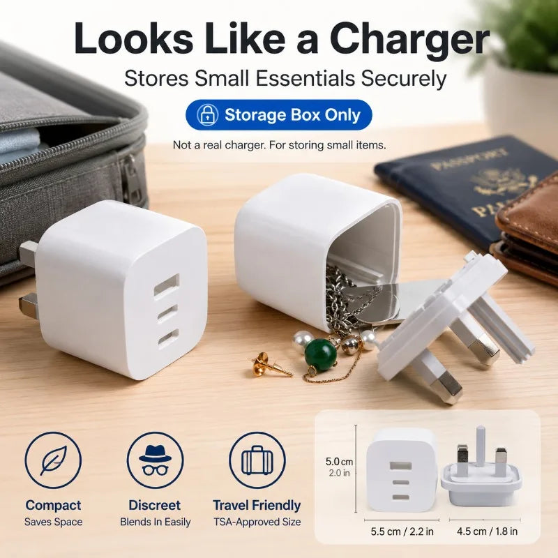 UK Plug Hidden Storage Box | Secret Stash Case White Hidden Storage Box QXL