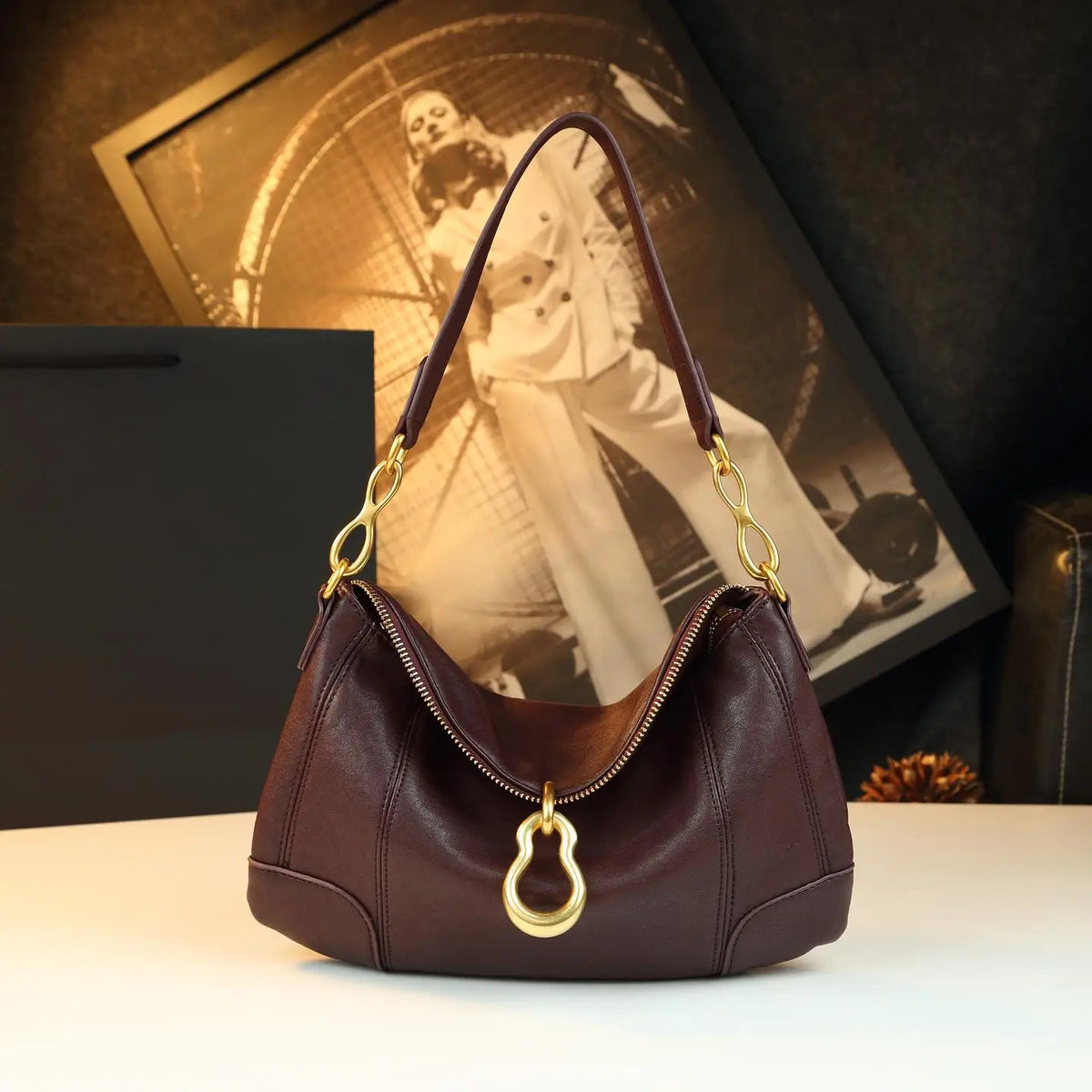 Luxury Minimalist Diaper Bag | Vintage Leather Crossbody Tote Diaper Bag Tote QXL