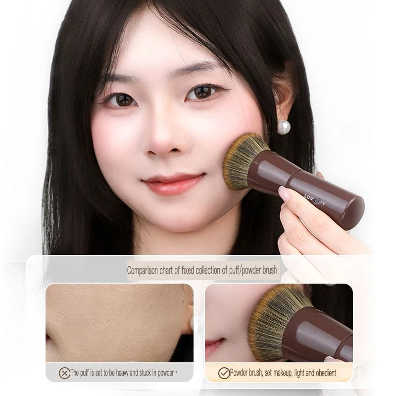 Flat Head Powder Brush – Soft Wool Fiber Blush & Setting Powder Makeup Brush QXL