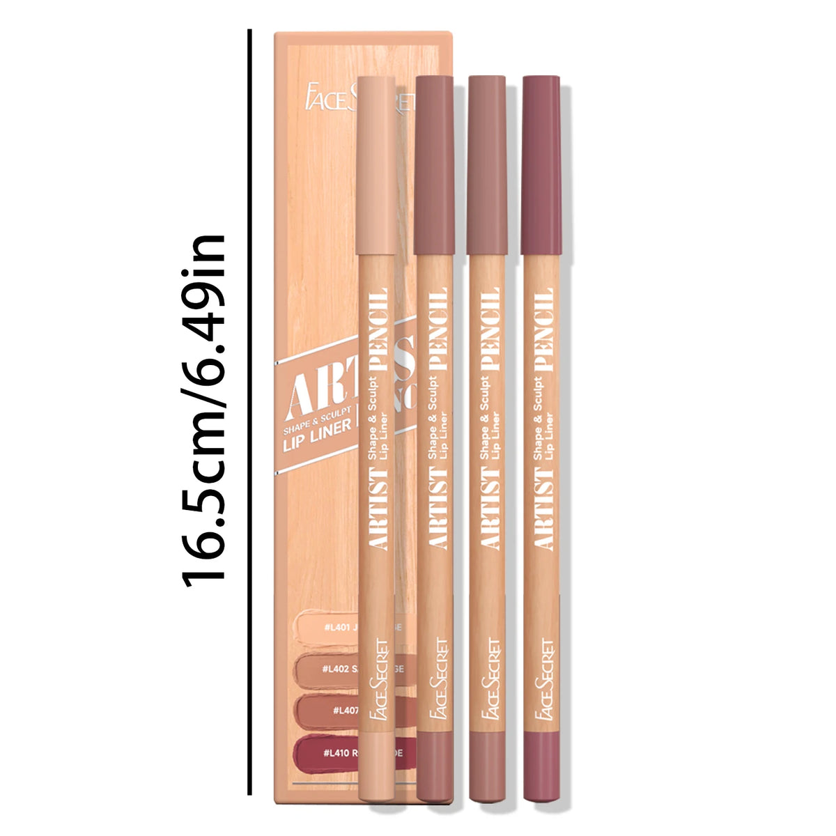 4-Piece Wood Lip Liner Set | Nude Matte Waterproof Long-Lasting Lip Liner Set QXL