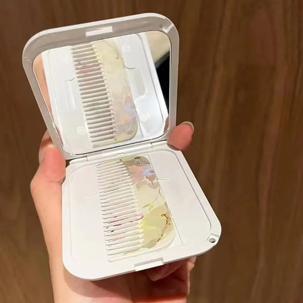 Lotus Folding Pocket Mirror with Comb | Compact Makeup Mirror Compact Makeup Mirror QXL
