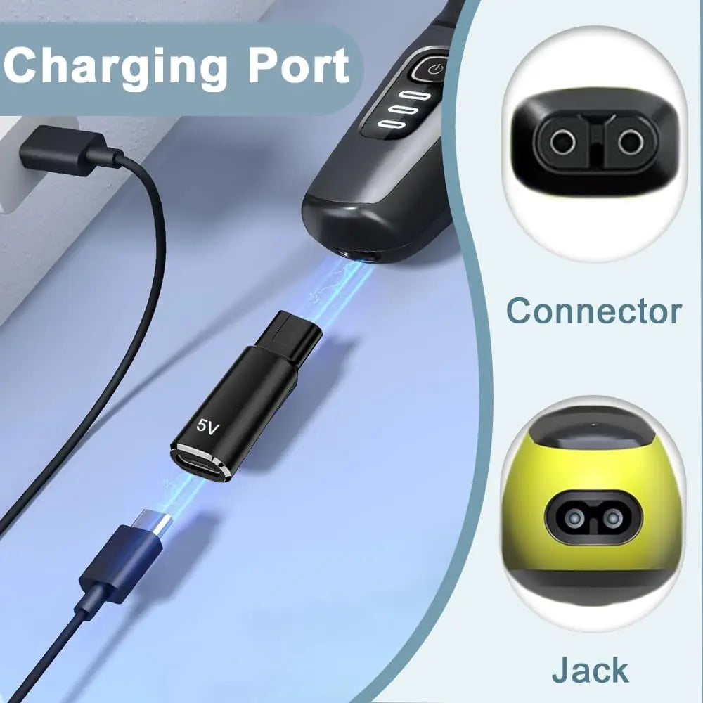 USB-C to 5V Shaver Adapter for Philips OneBlade | LED Light Shaver Charging Adapter QXL