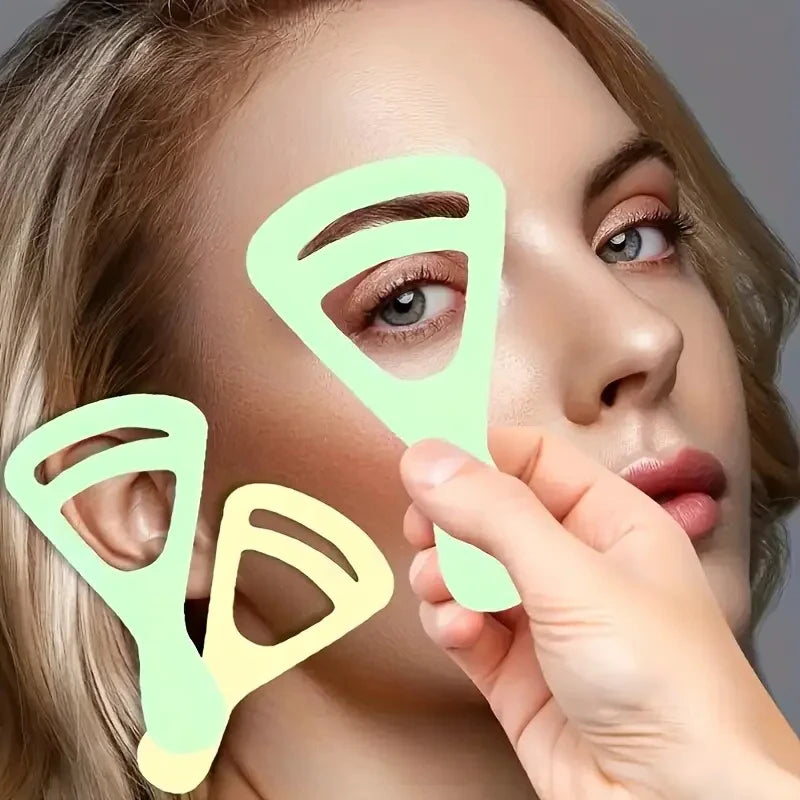 2-Pack Reusable Eyebrow Stencils | Natural Arc Shaping Cards Eyebrow Stencil QXL Yellow green 2Pcs