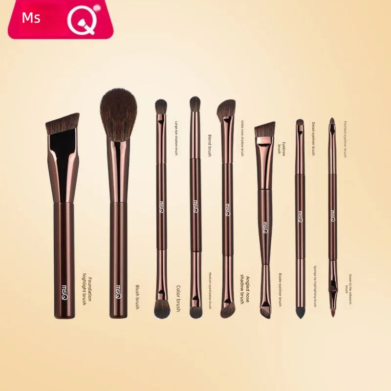 MSQ 8-Piece Double-Ended Makeup Brush Set | Foundation & Eye Makeup Brush Set QXL