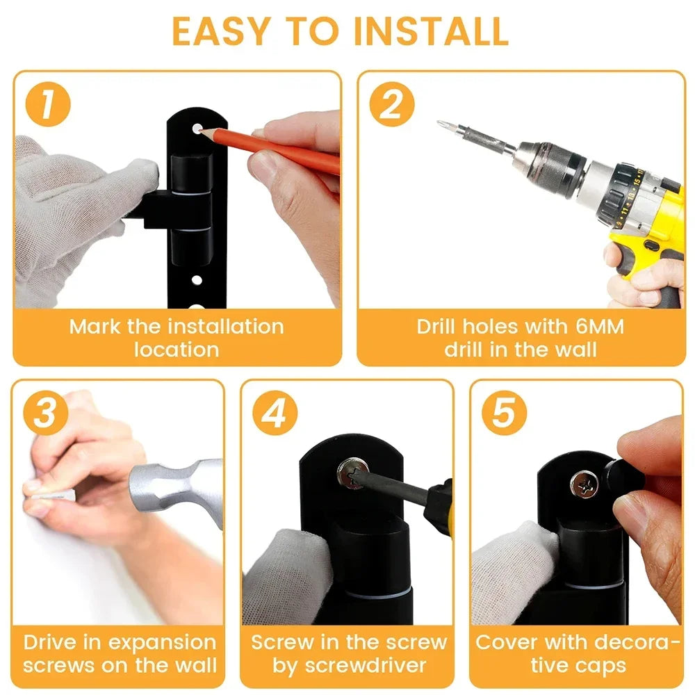 180° Rotating Wall-Mount Helmet Holder | Aluminum & Steel Wall Helmet Rack QXL