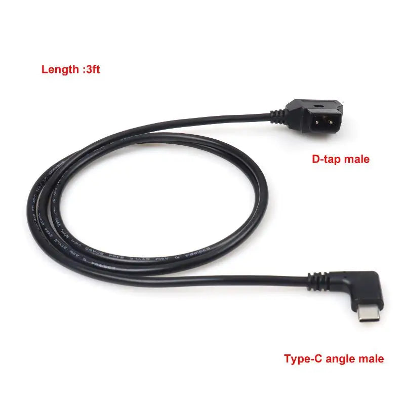 D-Tap to USB-C Power Cable for V-Mount Battery | 1–3ft Power Supply Cable QXL 90CM