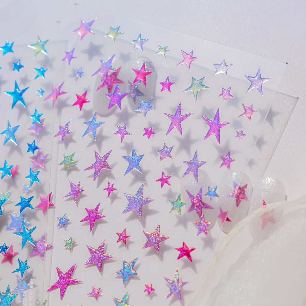 5D Holographic Star Nail Art Stickers | Self-Adhesive Decals Nail Art Stickers QXL