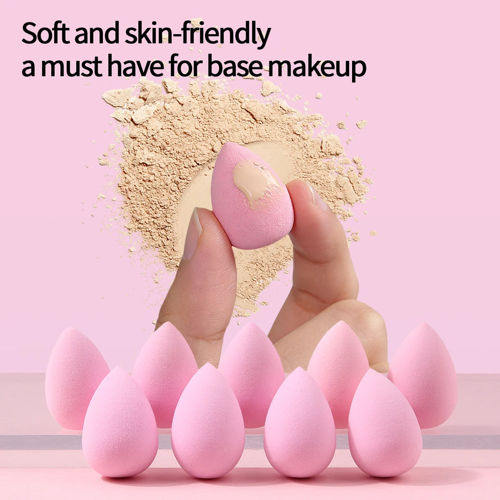 10-Pack Mini Pink Makeup Sponge Eggs | Water-Expanding Blender Makeup Sponge Set QXL
