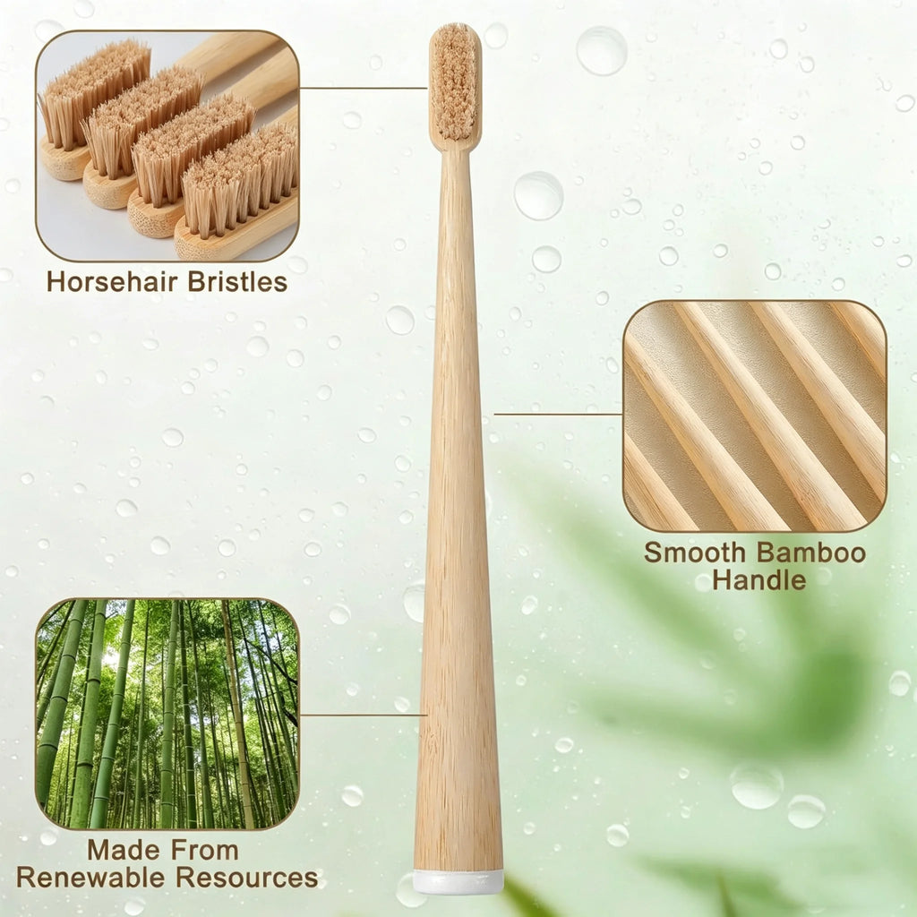Bamboo Boar Bristle Toothbrush 5-Pack | Eco Compostable Bamboo Toothbrush QXL