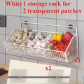Punch-Free Wall Kitchen Storage Rack with Drain Basket Wall Storage Rack QXL White 1pc Three grids