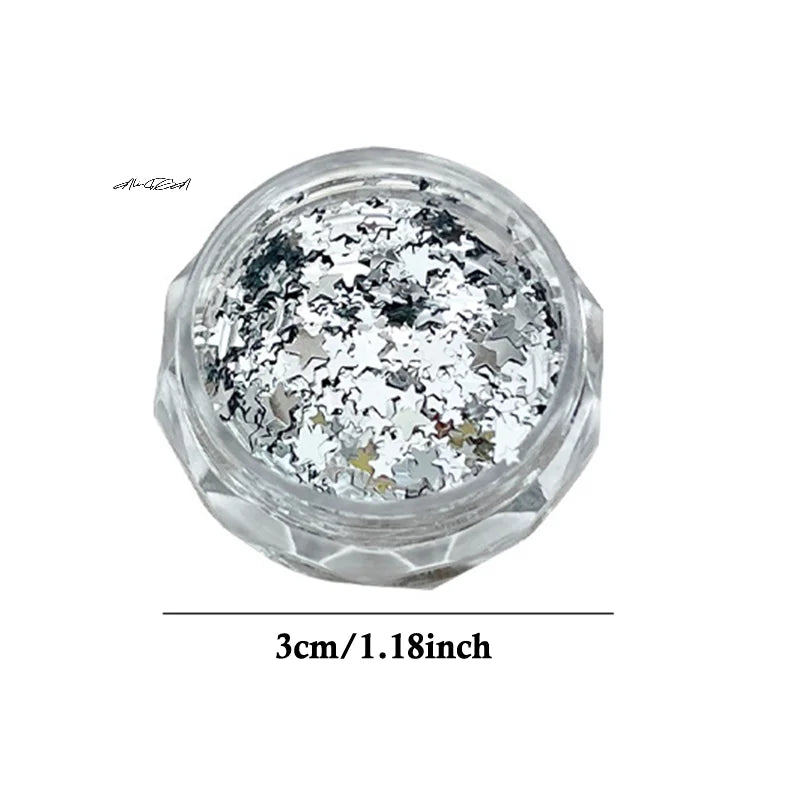 3D Nail Art Charms – Heart, Star & Round Sequin Flakes Nail Art Charms QXL